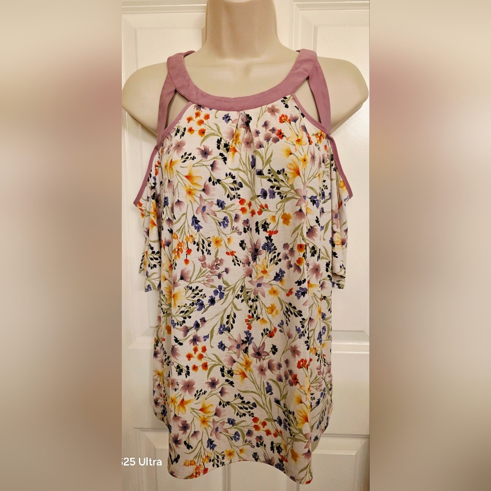 Corvia Floral Print Off Shoulder with Purple Accents